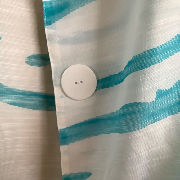 Truth + Style Woven Jacquard A-Line Jacket Topper White Aqua SZ L - Picture 13 of 16